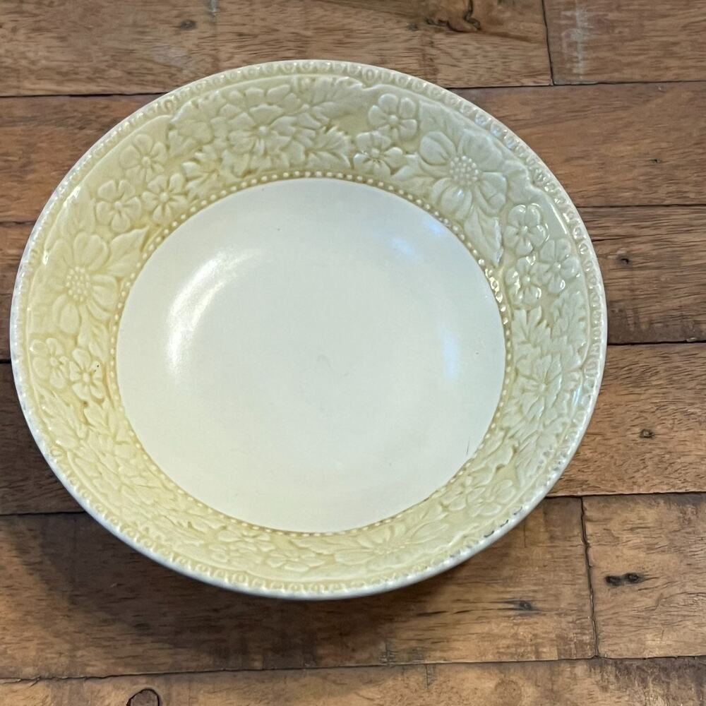 Vintage MCM Symphony Ironstone Japan Cereal Bowl 6.5" White & Cream